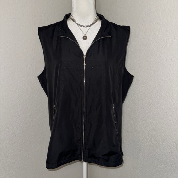 Monterey Club Vest Women’s Large Black Sleeveless Pockets Full Zip Outerwear - Picture 1 of 9